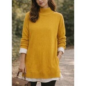 VTG Saks Fifth Avenue Oversized Mock Sweater Large Yellow Retro Ivy League Indie